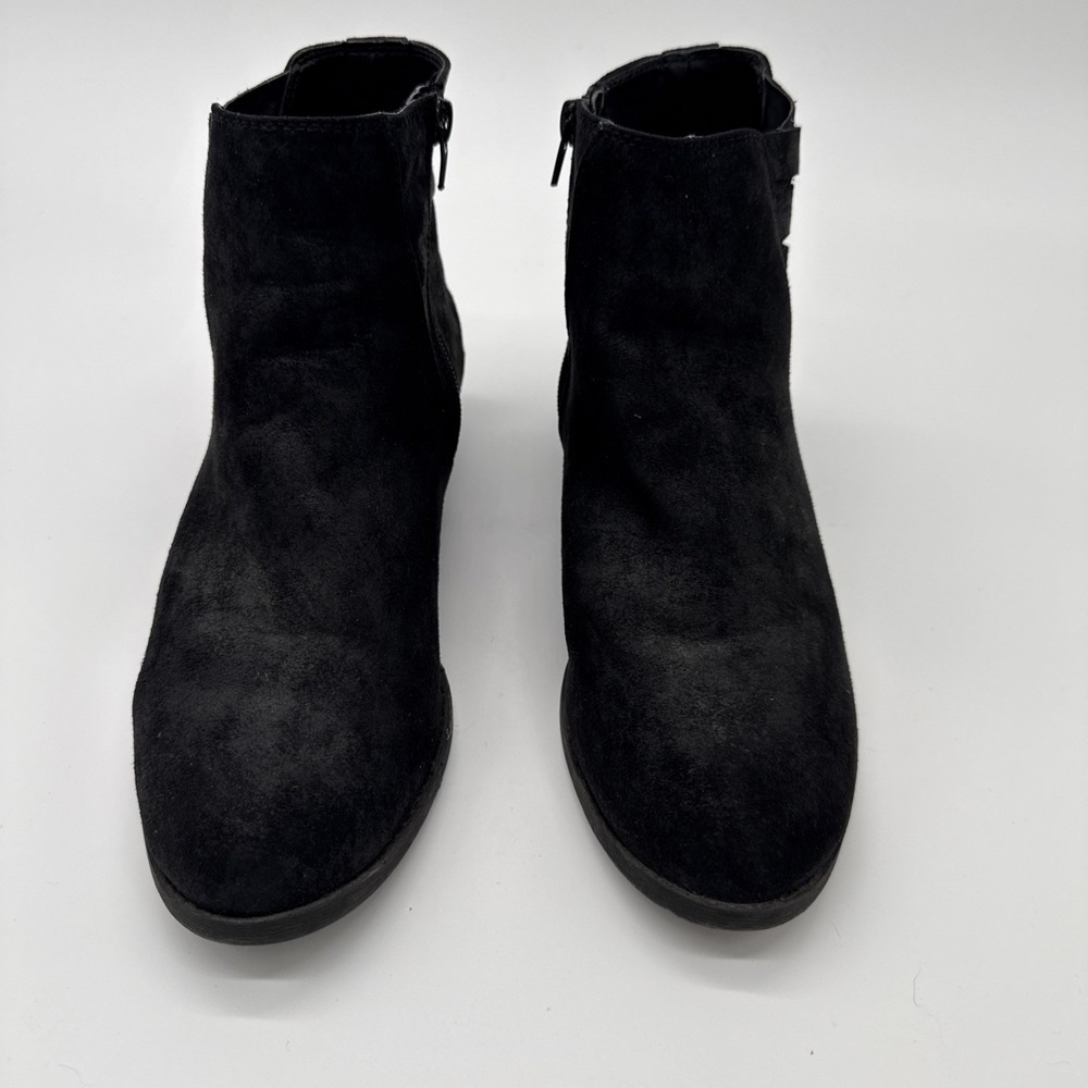 Carlos Santana Black Ankle Bootie Zip Up Low Boot Brianne Suede Size 9.5 M